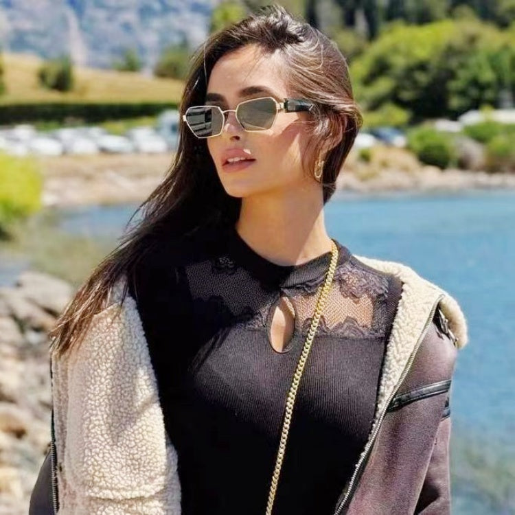 Rimless Gold Shield Sunglasses