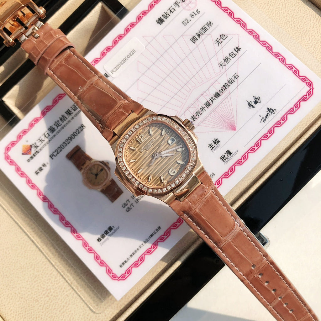 Rose Gold Diamond Bezel Watch 36 mm