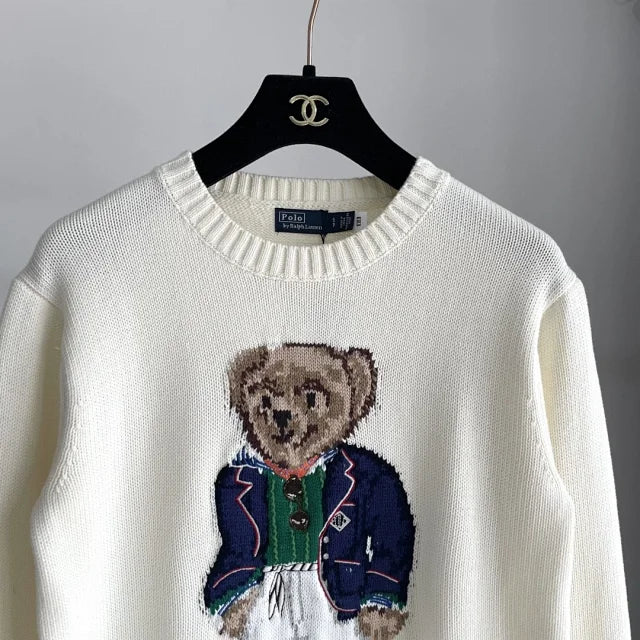Cream Blazer Bear Knit Sweater